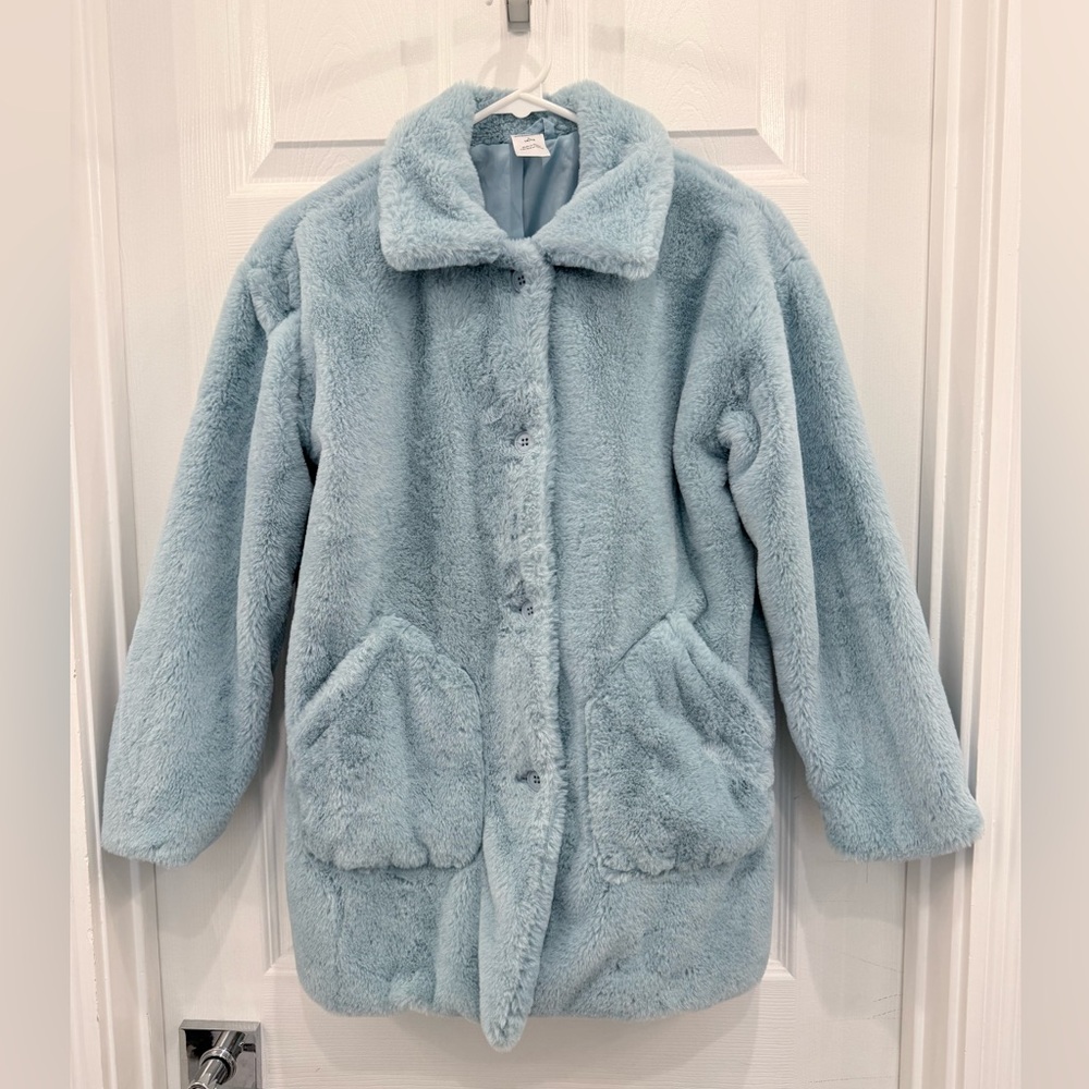 Nordstrom Girls Soft Blue Faux Fur Jacket